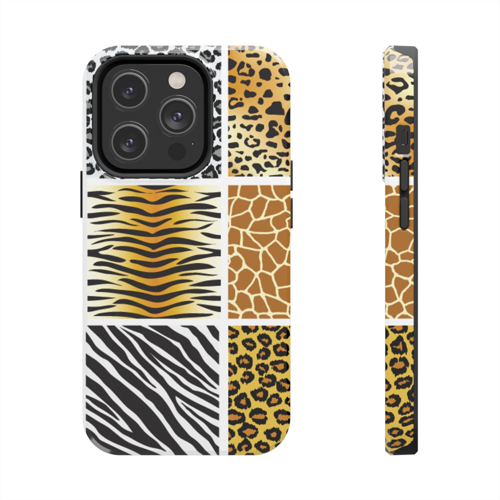 Wild Patchwork Tough Phone Case — Leopard, Zebra & Giraffe Animal Print