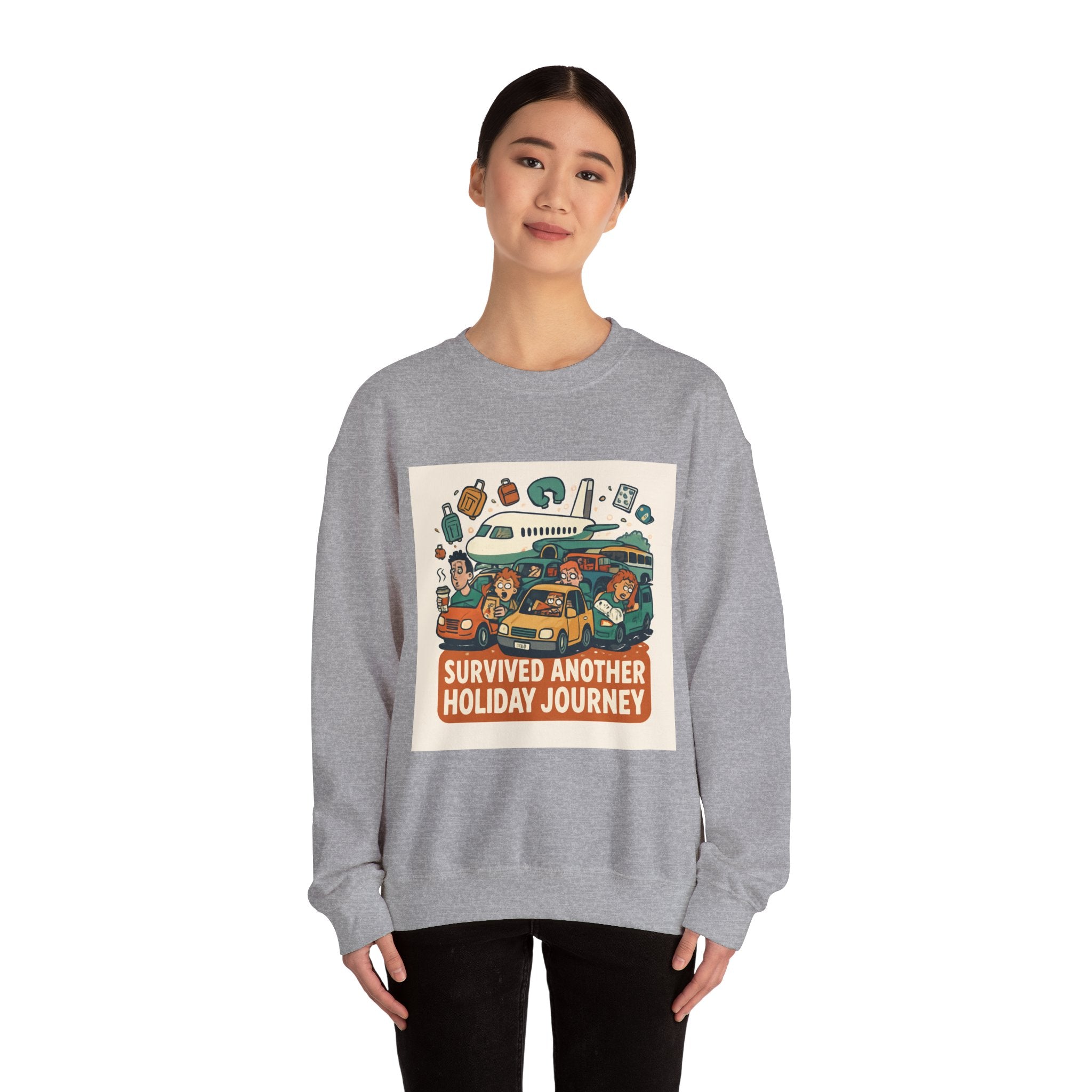 Holiday Road Trip Sweatshirt — "Survived Another Holiday Journey" Cozy Crewneck