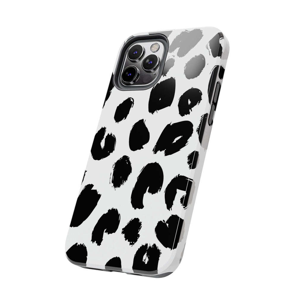 Black Brushstroke Leopard Tough Phone Case — Protective Animal Print iPhone Cover