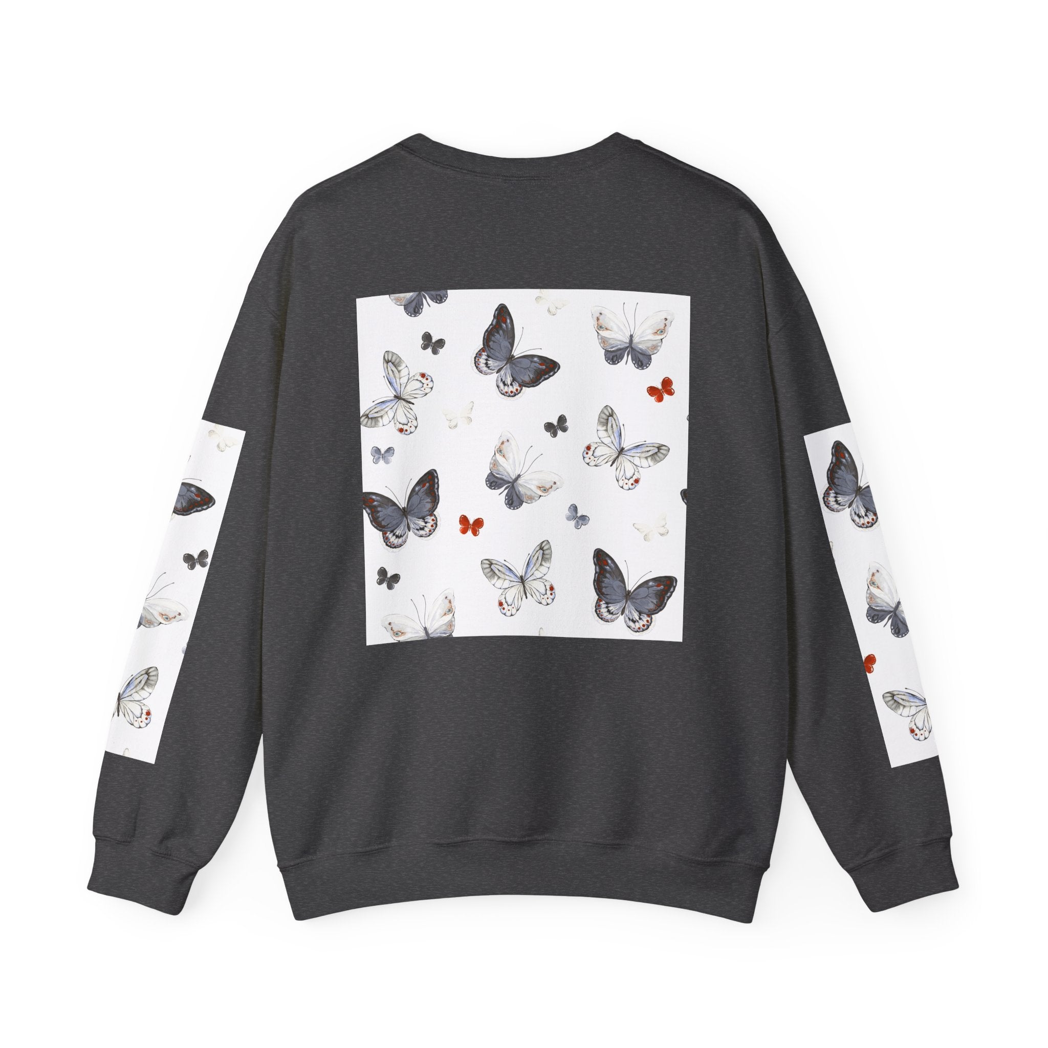 Butterfly Pattern Crewneck Sweatshirt — Delicate Moth & Butterfly Graphic Pullover
