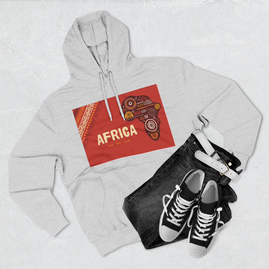 Africa Map Graphic Hoodie — African Pattern Tribal Design Fleece Pullover